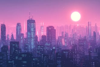 draw a futuristic cyberpunk city and background art