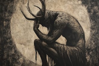 create a dark art, horror, metal album cover illustration