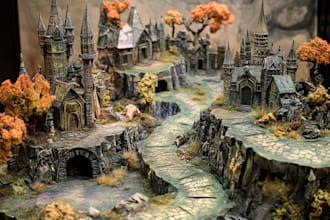 draw fantasy background and landscape