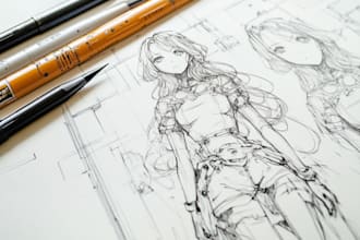 draw creative illustration, pen sketch, line art, ink sketch