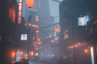 create  an illustration of futuristic cyberpunk city in unique style