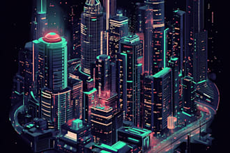do a illustration of futuristic cyberpunk city art for you