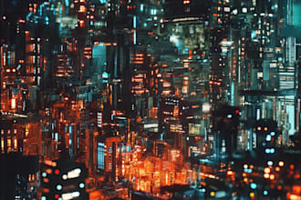 create a futuristic cyberpunk city and digital art illustration in your style