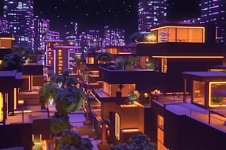 make illustration of futuristic cyberpunk city digital art for you