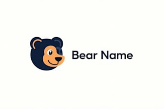 do geometric bear head mascot logo design