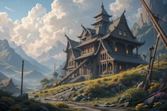 make your anime illustration, background, concept arts