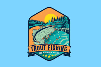 draw fishing outdoor and hunting logo