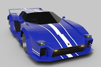 create 3d realistic car, proto flashback in solidwork,hard surface,3d automotive