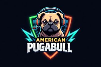 make unique american pugabull logo with express delivery