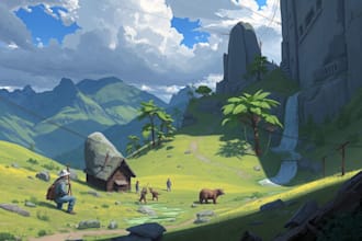 paint landscape art environment art fantasy illustration background concept art