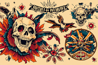 make old school or traditional style tattoo logo design