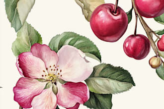 create a botanical watercolor illustration, floral drawing