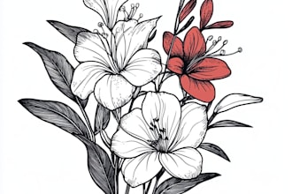 create amazing botanical vector line art illustration
