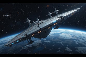 illustrate a sci fi spaceship art
