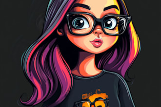 do custom t shirt design with cartoon style for your brand or band merchandise