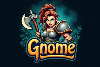 make female gnome warrior logo with new creative concepts