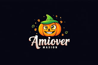 do awesome halloween pumpkin logo with unlimited revisions
