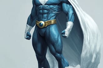 create concept art superhero character design for comics
