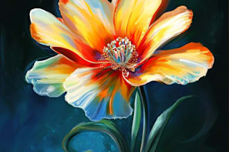high quality digital painting flowers