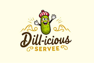 do pickle retro cartoon character mascot logo design
