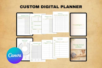 design etsy digital hyperlinked planner custom digital journal planner template