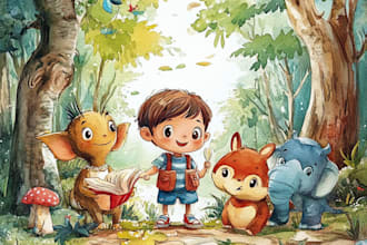 illustrate children storybook water color
