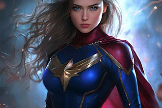 create concept art superhero character design for comics