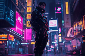 make cyberpunk scifi futuristic city for your project