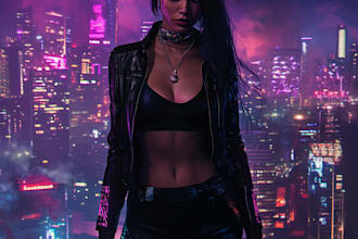 create a future, cyberpunk, sci fi metropolis for your project