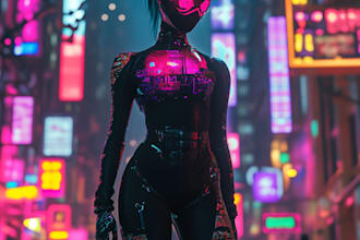do illustration of futuristic cyberpunk city in my style