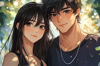 draw couple anime art style