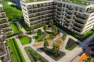 develop 3d real estate for presentation, building complex,2d site plan, flooring