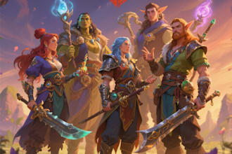 draw dnd party art , fantasy characters illustration