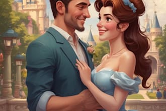 draw you a beautiful portrait in disney cartoon style