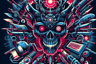 create unique fantasy cyberpunk horror logo for games books