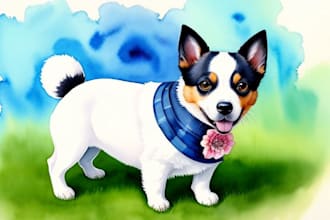 draw your pet portrait in a super cute watercolor