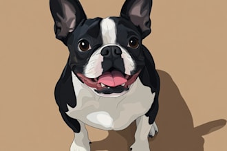 draw your pet, animal to vector cartoon portrait, pet gift