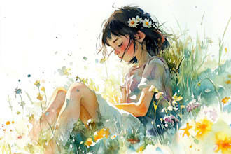 make hand drawn children story book illustration watercolor