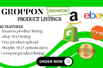 do product amazon groupon ebay esty shopify upload description seo listing