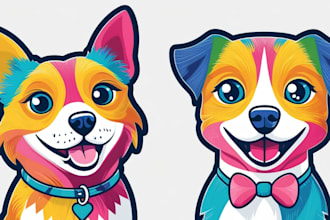 draw your dog, cat, or any pet into cartoon vector portrait