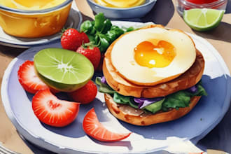 draw food illustration using watercolor