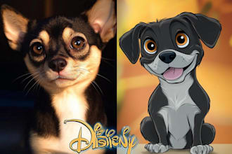 draw a cute disney style pet portrait