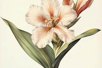 paint flower, plant, fruits, leaves botanical illustration
