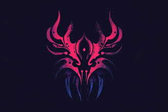 create unique fantasy cyberpunk horror logo for games books and music