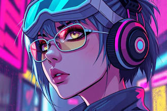make portrait illustration with cyberpunk anime style