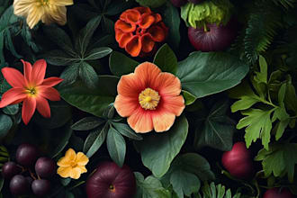 draw botanical vector illustration of plants and flowers