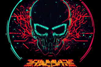 create unique fantasy cyberpunk horror logo for games books and music