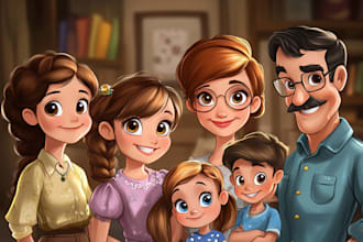design a professional disney family portrait