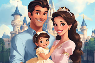 make cartoon disney couple portrait