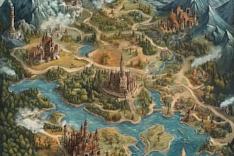 draw a beautiful fantasy map in 4k for you